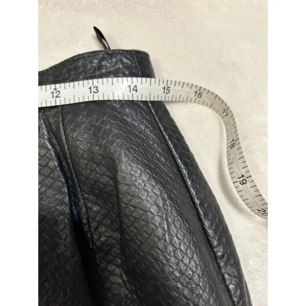 WILSONS Black Genuine Leather Luxe Snake Reptile Textured Skirt Vintage MEDIUM